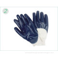 Customized Industrial Safety Heavy Duty Blue Nitrile Coated Protective Hand Gloves